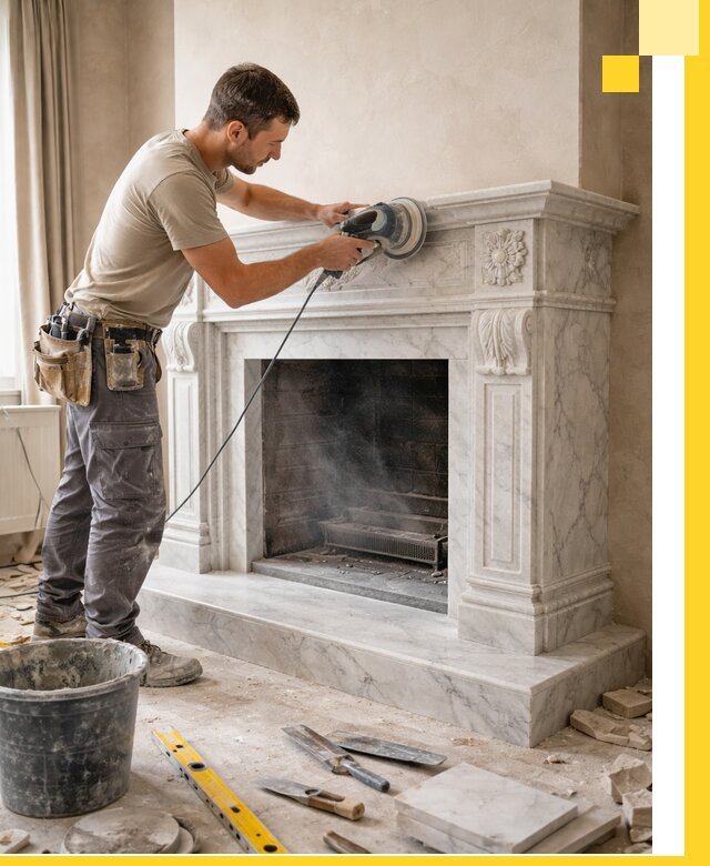 Изготовление и установка мраморных каминов в Кыштыме под ключ