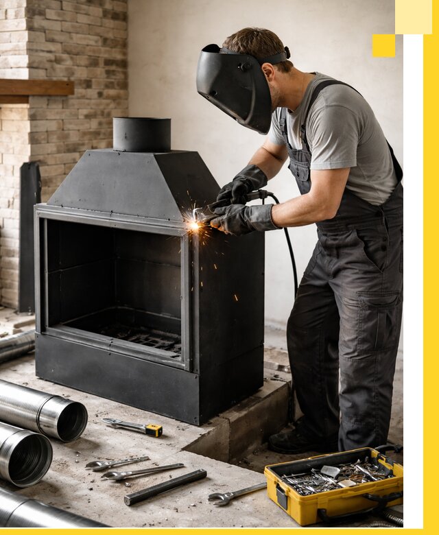 Продажа и установка металлических каминов в Кыштыме под ключ