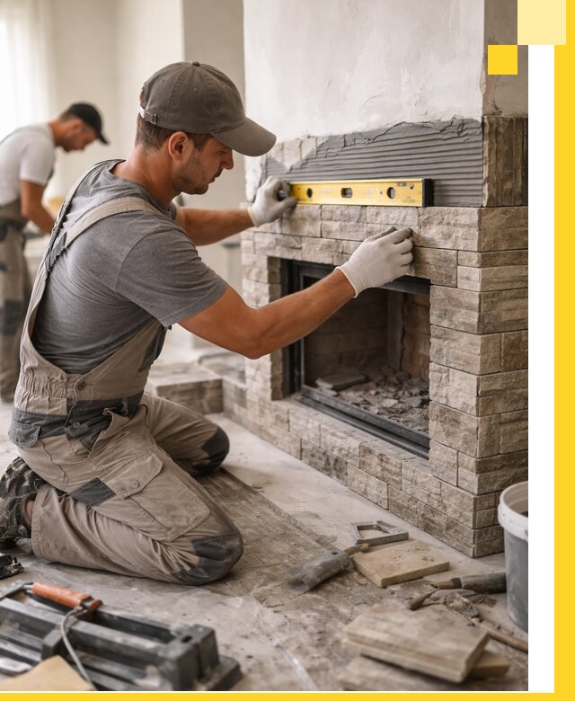 Облицовка каминов в Кыштыме, монтаж и отделка натуральным камнем