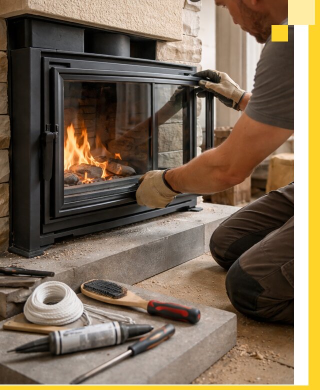 Производство, монтаж и доставка каминов со стеклом в Кыштыме