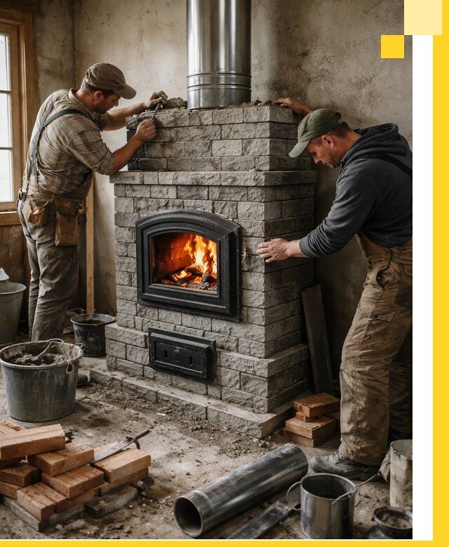 Производство, поставка и монтаж дровяных печей в Кыштыме