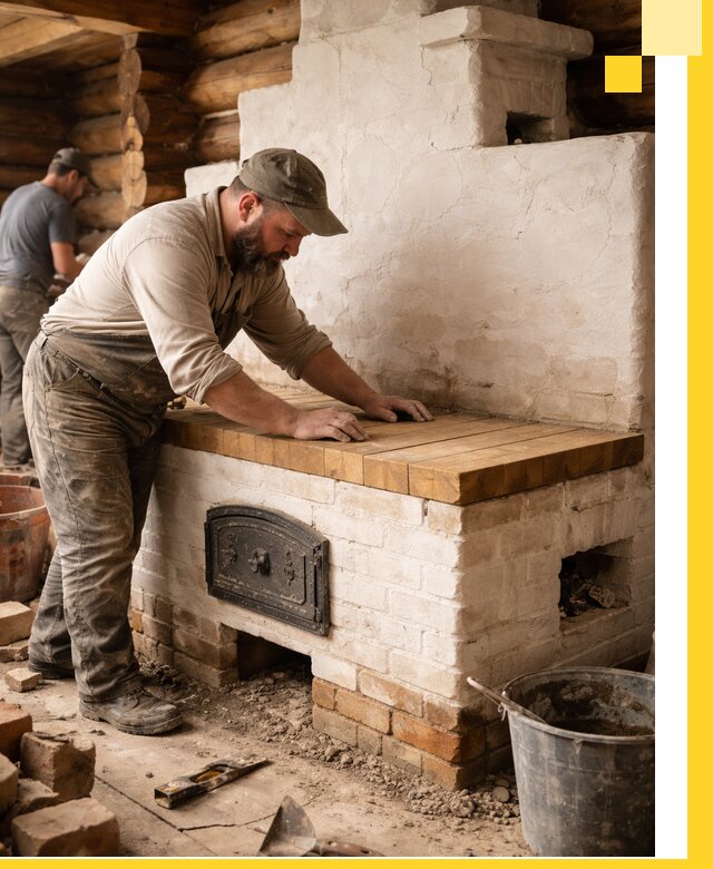 Проектирование и установка русской печи с лежанкой в Кыштыме