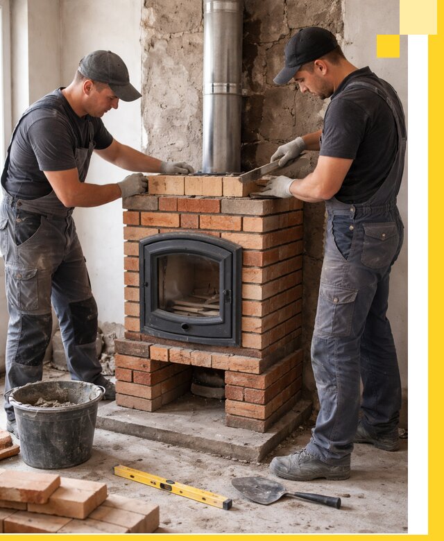 Монтаж печи камина под ключ в Кыштыме с гарантией и пусконаладкой