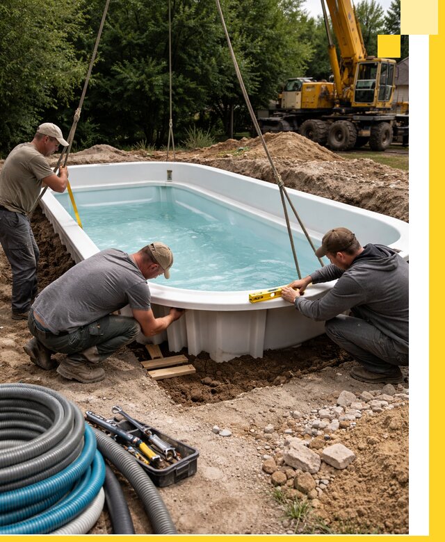 Установка и монтаж композитных бассейнов под ключ в Кыштыме