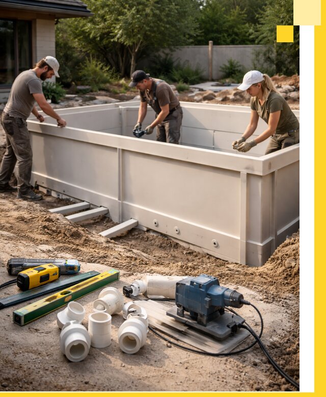 Установка полипропиленовых бассейнов под ключ в Кыштыме