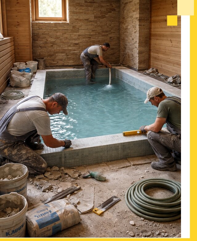 Проектирование и строительство бассейнов для бани в Кыштыме