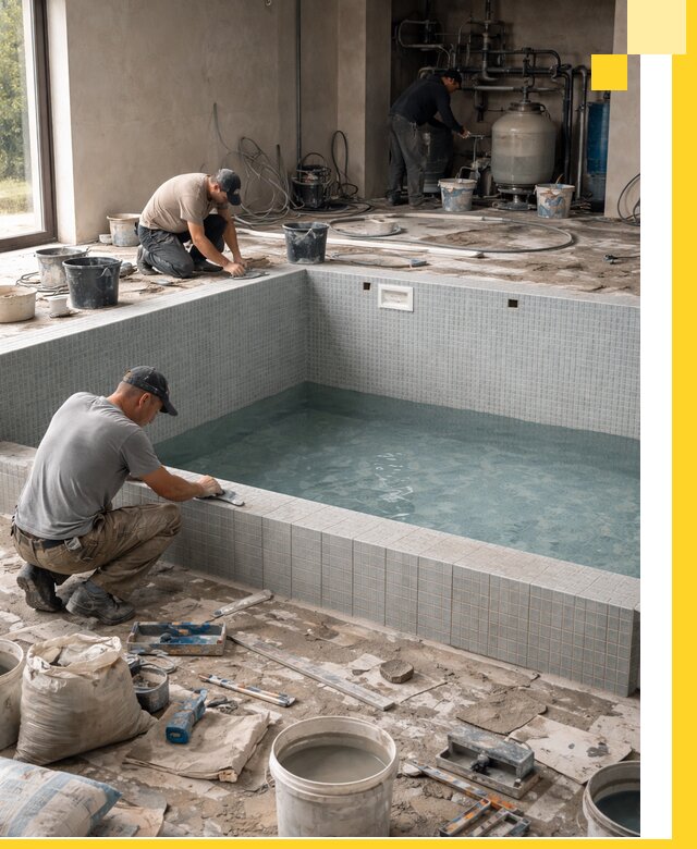 Строительство и монтаж бассейнов в помещении в Кыштыме