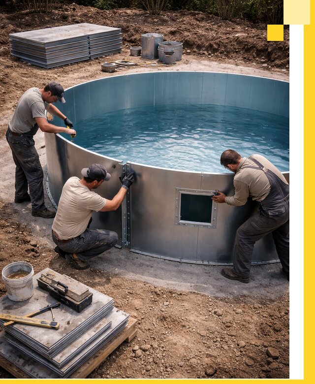 Круглые бассейны под ключ в Кыштыме проектирование и монтаж