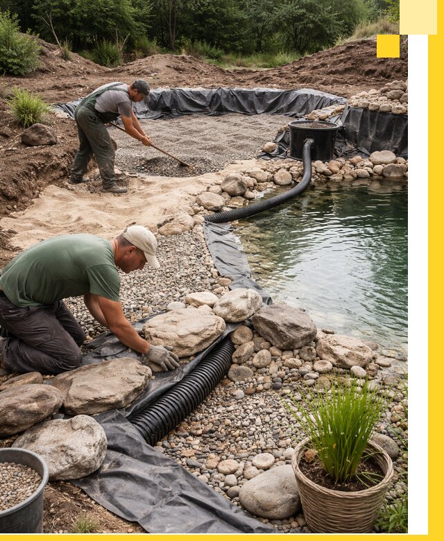 Строительство природных бассейнов и озер в Кыштыме под ключ