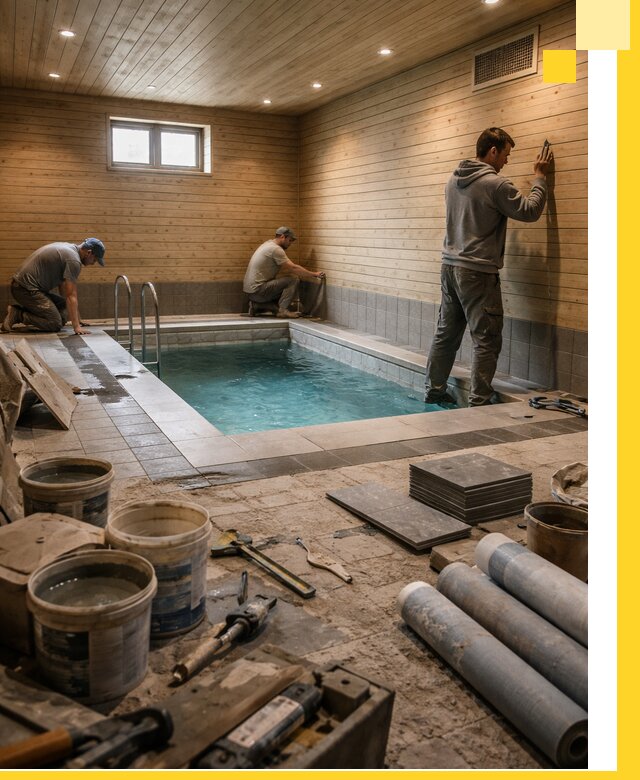 Строительство бани с бассейном и сауной под ключ в Кыштыме