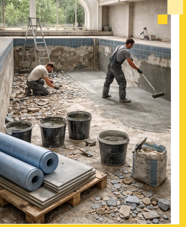 Реконструкция бассейнов в Кыштыме: ремонт, гидроизоляция