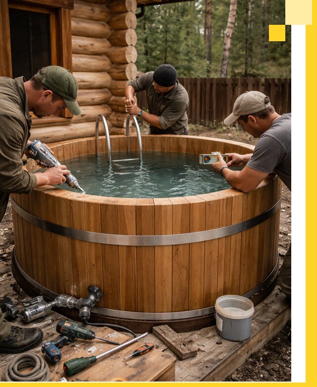 Строительство бань с купелью под ключ и отделкой в Кыштыме