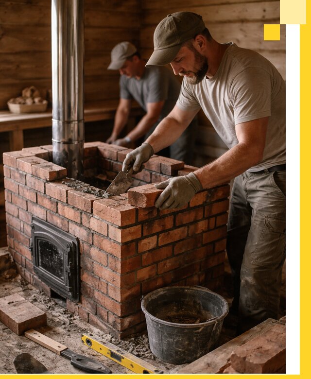 Кирпичные печи для бани под ключ в Кыштыме, проект и монтаж