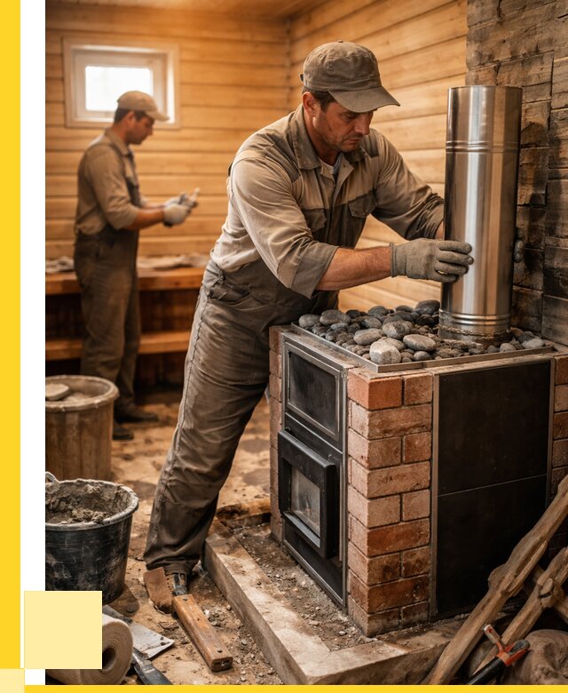 Монтаж печи в бане под ключ в Кыштыме от 20772 р. | ЭриданКшт