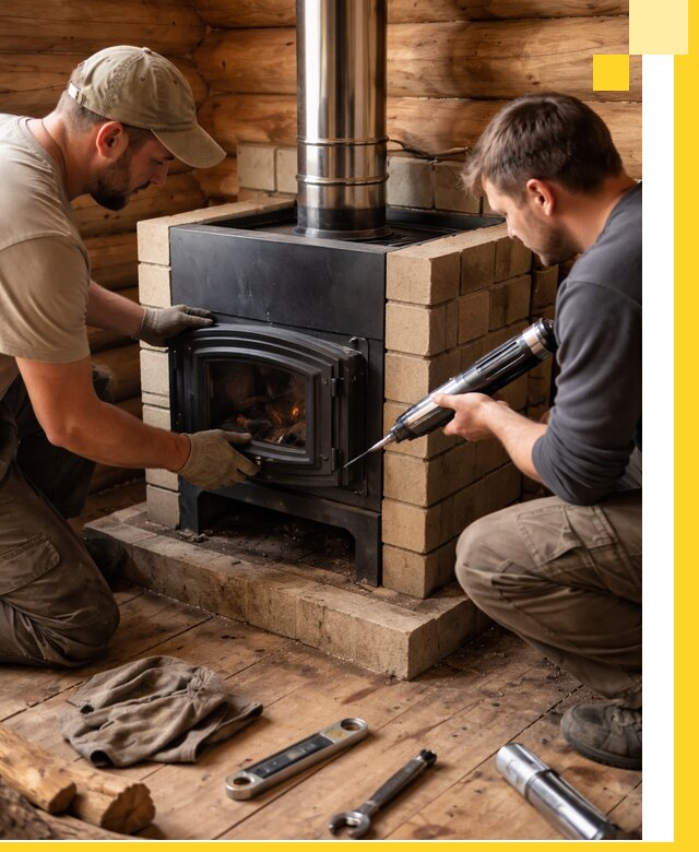 Монтаж и установка печи в бане под ключ с гарантией в Кыштыме