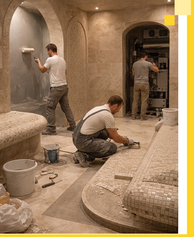 Строительство бани с хамамом и бассейном под ключ в Кыштыме