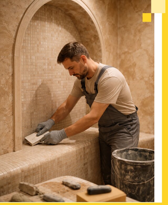 Профессиональная отделка хамамов с мозаикой под ключ в Кыштыме