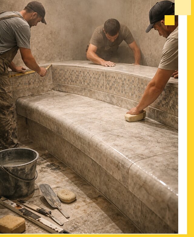 Изготовление и установка сидений для хамама в Кыштыме