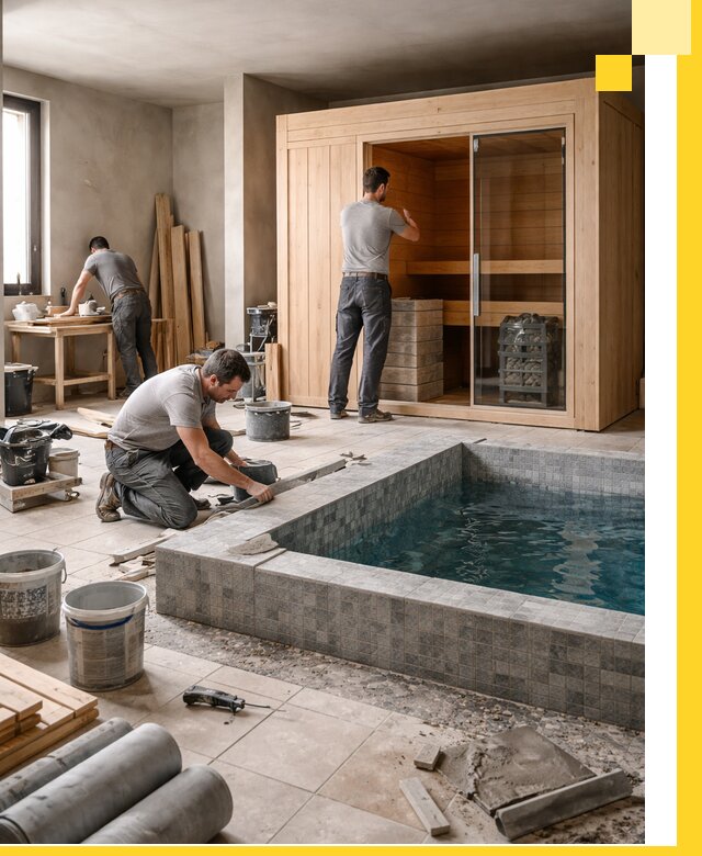 SPA зоны под ключ с бассейном сауной и печью в Кыштыме